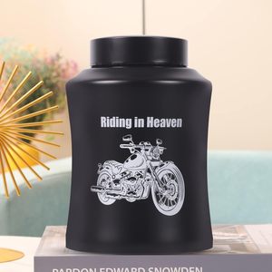 Urne de moto noire décorative en métal sur mesure pour les cendres Urne funéraire pour hommes adultes Crémation funéraire pour papa pour les services commémoratifs - Product Image 6