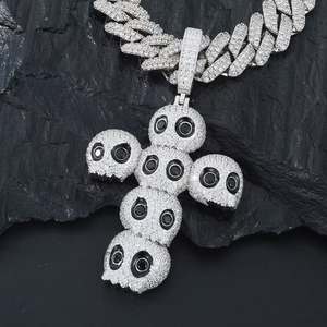 Hip Hop rapero joyería cubana Cubic Zirconia Iced Out CZ Cruz colgante collar cadena de eslabones cubanos - Product Image 1