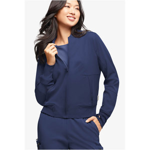 Chaquetas médicas cómodas de enfermera de hospital de manga larga con cremallera de Spandex de invierno para mujer - Product Image 1