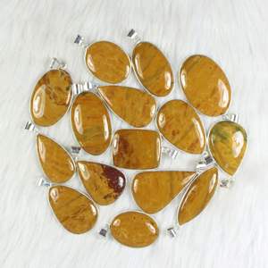 จี้สร้อยคอแจสเปอร์ทะเลสีเหลืองเรียบใส่ได้ทั้งชายและหญิงประดับด้วยเรือนชุบเงินมีเสน่ห์น่าดึงดูดสำหรับเด็กหญิงเด็กชาย - Product Image 4