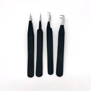 RMI pince à cils personnalisée pince à épiler enduite de poudre noire avec points de couleur argentée poignée tous les types de pince à épiler à 90 degrés - Product Image 4