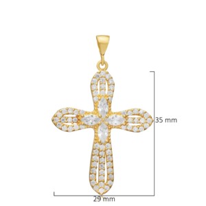 Pendentif religieux en argent avec pierres CZ rondes et marquises, bijoux fins, vente en gros, bijoux artisanaux - Product Image 3