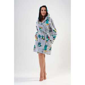 Bata corta con capucha de forro polar para mujer, talla XXL, con bolsillos, ropa de dormir - Product Image 3