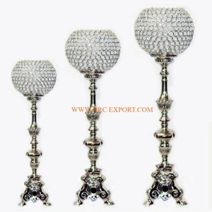 Ensemble de 3 accessoires de table en laiton cristal de haute qualité Meilleure vente centre de table de mariage et décorations de festival différentes tailles - Product Image 5