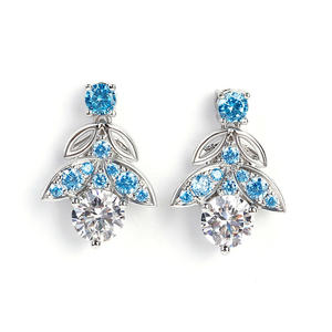 Boucles d'oreilles pendantes Jeulia Butterfly en argent sterling plaqué or rose avec zircon rond serti clos - Product Image 1