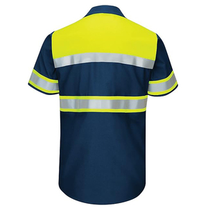 Haute visibilité respirant haute visibilité vêtements de travail d'hiver sécurité bouton up t-shirt LOGO personnalisé Construction chemises réfléchissantes - Product Image 2