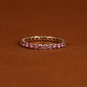 Luxurious 18KT Gold Plated Pink Round Cut Lab Grown Diamond Full Eternity Wedding Band Classic Luxury Wedding Gift for Women - Product Image 2