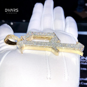 Colgante de Letra Inicial Personalizado de Lujo en Plata de Ley 925 Chapada en Oro con Moissanita que Pasa la Prueba del Diamante, Certificado GCI e IDGL - Product Image 6