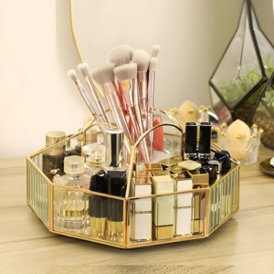 Modern Luxury Gold Framed Flute Glass <b>Tray</b> for Home Makeup Decorative & Storage Organizer <b>Mirror</b> <b>Tray</b> - Product Image 4