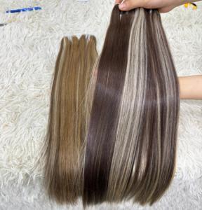 100% Extensions de cheveux humains bruts vietnamiens Genius Weft Hair Bundle in Natural Straight Piano Color Toutes les tailles - Product Image 6