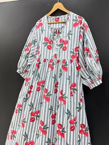 เดรสมิดิลำลองพิมพ์ลายผ้าฝ้ายแท้มีพู่สำหรับผู้หญิงสวมใส่สบายแฟชั่นทรงเอไลน์เงาฤดูร้อน - Product Image 3