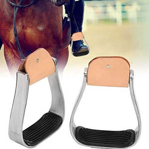 Étriers de cheval en aluminium Culotte d'équitation de selle occidentale Étriers d'équitation légers Couvre-chaussure de sécurité en caoutchouc antidérapant - Product Image 4