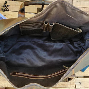 Sac de voyage en cuir pour homme, classique, robuste, marron, luxe, week-end - Product Image 4