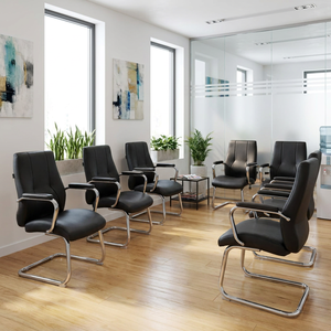 Silla de espera de cuero ecológico de Nueva York en negro para oficina, escuela, salón, centro comercial, recepción de hospital, sala de estar hecha de material de PU - Product Image 3