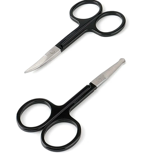 Tijeras para cejas de acero inoxidable negro con etiqueta privada Instrumento de belleza quirúrgico de cerámica curvada afilada para la eliminación de piel muerta - Product Image 2