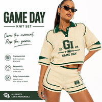 Ensemble de maillots de sport tricotés avec logo personnalisé, maillot de football surdimensionné pour femmes, pulls pour le jour du match, haut et short, tenue pour les fans, tenue pour filles