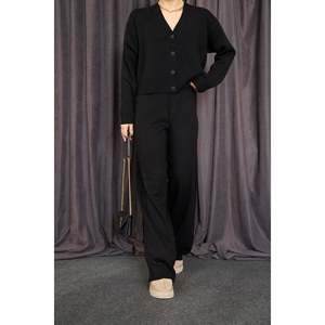 ชุดคาร์ดิแกนแขนยาวสีดำติดกระดุม - Product Image 1