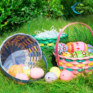 Cesta de Pascua tejida ecológica para niños con asa Cestas de bambú de Vietnam Cesta para regalos y dulces Decoración del hogar - Product Image 6