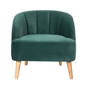 Melly sofá moderno de 1 plaza de madera maciza de teca y cojín de tela de terciopelo para uso en sala de estar interior. - Product Image 2