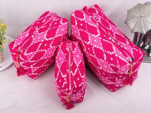 Set de 3 fundas acolchadas de algodón resistentes al agua, bolsas de cosméticos con cremallera, grandes, Vintage, ecológicas, propuesta de dama de honor, regalo para ella - Product Image 2