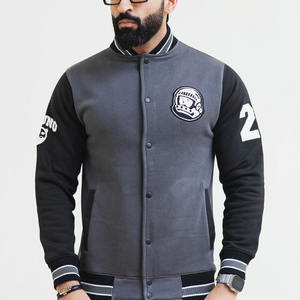 Nouveau design de veste universitaire en charbon de bois pour hommes col côtelé fermeture à boutons Letterman College Baseball Bomber Varsity Jacket - Product Image 1