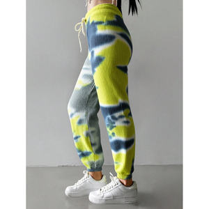 Colorful Tie-Dye Hip Hop <b>Jogger</b> Pants <b>Women</b> <b>Knitted</b> Drawstring Ankle-Length Casual Wear Breathable Summer Style With Side Stripe - Product Image 5