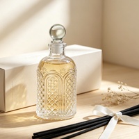 Bouteille en verre personnalisée de 50 ml, 100 ml, 150 ml, 200 ml, gaufrée, pour parfum et aromathérapie, vide, transparente, mini, réutilisable, diffuseur de senteurs