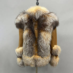 Veste de luxe en fourrure de renard rouge véritable Veste en fourrure moelleuse pour femmes Manteaux en fourrure de renard argenté pour dames - Product Image 2