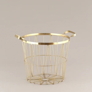 Nouveau panier de rangement en métal moderne pour la maison hôtel et bureau plaqué or paniers en tissu métallique fait à la main et ustensiles de cuisine - Product Image 2