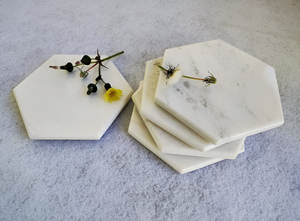 ถาดรองแก้วเซรามิกทรงสี่เหลี่ยมขนาด4นิ้วแบบสั่งทำ6ชิ้นชุดถาดรองแก้วไม้หินอ่อนสีขาวทรงหกเหลี่ยม - Product Image 3