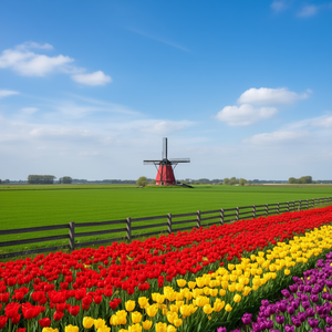 Set Regalo Turismo Culturale Olandese: T-Shirt a Maniche Lunghe con Bandiera Olandese, Mulino a Vento e Tulipani - Souvenir Perfetto per il Tuo Viaggio - Product Image 3