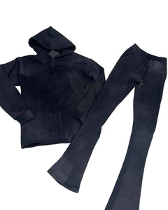 Conjunto de Sudadera y Pantalones Deportivos Personalizados de Dos Piezas, Chándal OEM con Efecto Desgastado por el Sol, Pantalones Deportivos Ajustados para Mujer, Conjunto de Pantalones Deportivos Acampanados - Product Image 2