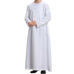 OEM Arabic Dubai Islamic Clothing <b>Men</b> Thawb Jubba Long Sleeve Ethnic Thobes Solid Color Male Muslim <b>Thobe</b> - Product Image 5