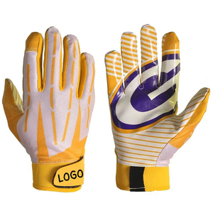 Gants de football américain avec personnalisation de la marque, adhérence complète des doigts et dos de la main respirant - Product Image 1