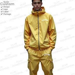 Survêtement en nylon pour hommes, pantalon de survêtement en nylon à rayures fluorescentes, coupe-vent en nylon personnalisé de haute qualité, survêtement à séchage rapide pour hommes - Product Image 2