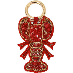พวงกุญแจและพวงห้อยกระเป๋าปักลูกปัดลายปูสวยงาม สีแดงและสีขาว จากอินเดีย - Product Image 1