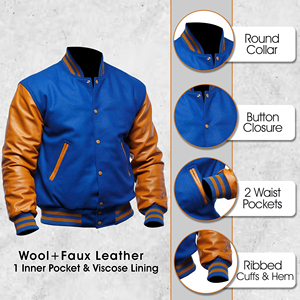 แจ็กเก็ตเลตเตอร์แมนสำหรับผู้ชายแจ็กเก็ตเบสบอลแขนยาวพิมพ์ลายตามสั่ง - Product Image 5