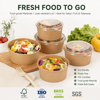 Tazón Redondo de Papel para Frutas y Pasta, Construcción Anti-fugas, Precio Directo de Fábrica, Servicio OEM ODM, Proveedor