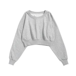 Sudadera de poliéster/algodón de rizo de manga larga, holgada, informal, de talla grande para mujer, de color liso, personalizada, superventas - Product Image 5
