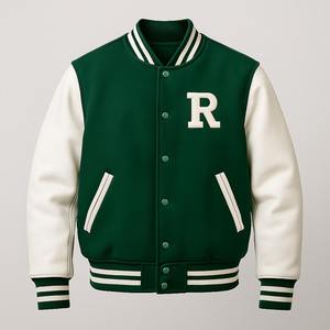 Chaqueta Bomber Unisex de Alta Calidad con Revestimiento de Camuflaje, Cuerpo de Lana, Mangas de Cuero, Resistente al Viento e Impermeable, Diseño Personalizado - Product Image 5