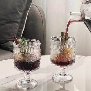 크리스마스 레트로 와인 잔 세트 6 <span class=keywords><strong>mulled</strong></span> 해바라기 모양 줄무늬 양각 마시는 컵 주전자 와인 잔 이벤트 양초 만들기 - Product Image 3