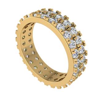 Bague de fiançailles et de mariage en diamant de laboratoire rond double rangée pour femmes, or jaune 10 carats, bague classique, design de bijoux propre pour tous les jours - Product Image 3