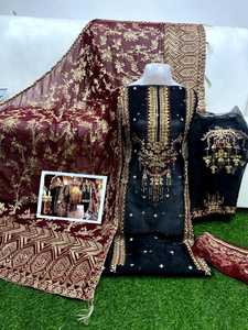 Última Colección de Shalwar Kameez de Chifón Pakistaní, Traje Elegante de Cuero Genuino Personalizado de Alta Calidad para Mujer, Ropa de Fiesta - Product Image 6