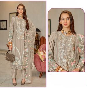 ORGANZA EMBROIDERED WITH HAND WORK PAKISTANI STYLE DRESS MATERIAL PERFECT FOR PAKISTANI COLLECTION - Product Image 1