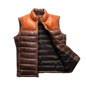 Veste matelassée pour homme avec gilet en cuir matelassé bicolore, vente en gros de qualité supérieure, nouveau design, gilet en cuir matelassé avec logo personnalisé pour adulte - Product Image 1