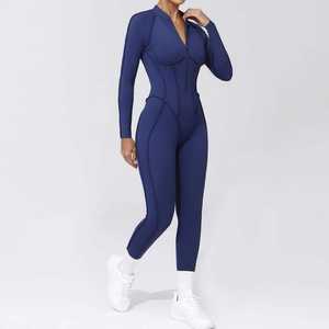 <b>Women's</b> Fitness Sports <b>Jumpsuit</b> Half-Zipped Long-Sleeved Bodysuit and Backless Tight-Fitting Yoga <b>Jumpsuit</b> - Product Image 6