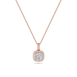 Colgante de Diamante Corte Almohada con Halo Simple de 0.50 Ct, Diamante Cultivado en Laboratorio en Platino, para Bodas, Compromisos y Fiestas - Product Image 3