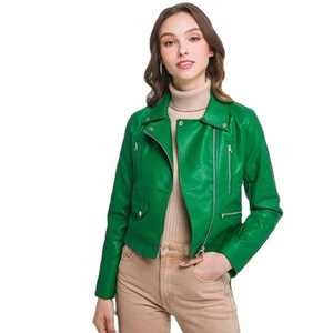 Chaqueta Bomber de cuero brillante auténtica acolchada para mujer, nailon transpirable de manga larga para montar en motocicleta en primavera e Invierno - Product Image 1