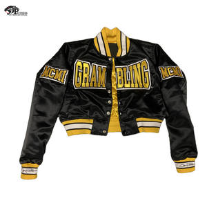 Veste de baseball en satin personnalisée pour hommes et femmes, col montant avec logo brodé pour l'hiver - Product Image 2