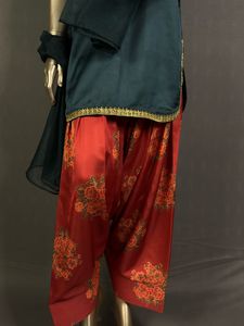 Kurta Tradicional Pakistaní para Mujer, Corte Personalizado, Mangas Cortas, Sharara, Palazzo, Farshi, Shalwar, Rayón, Satén, Organza, Zari - Product Image 2